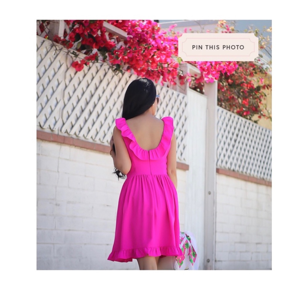 Kate Spade Fuchsia Hot Pink Ruffle Dress - Picture 3 of 11
